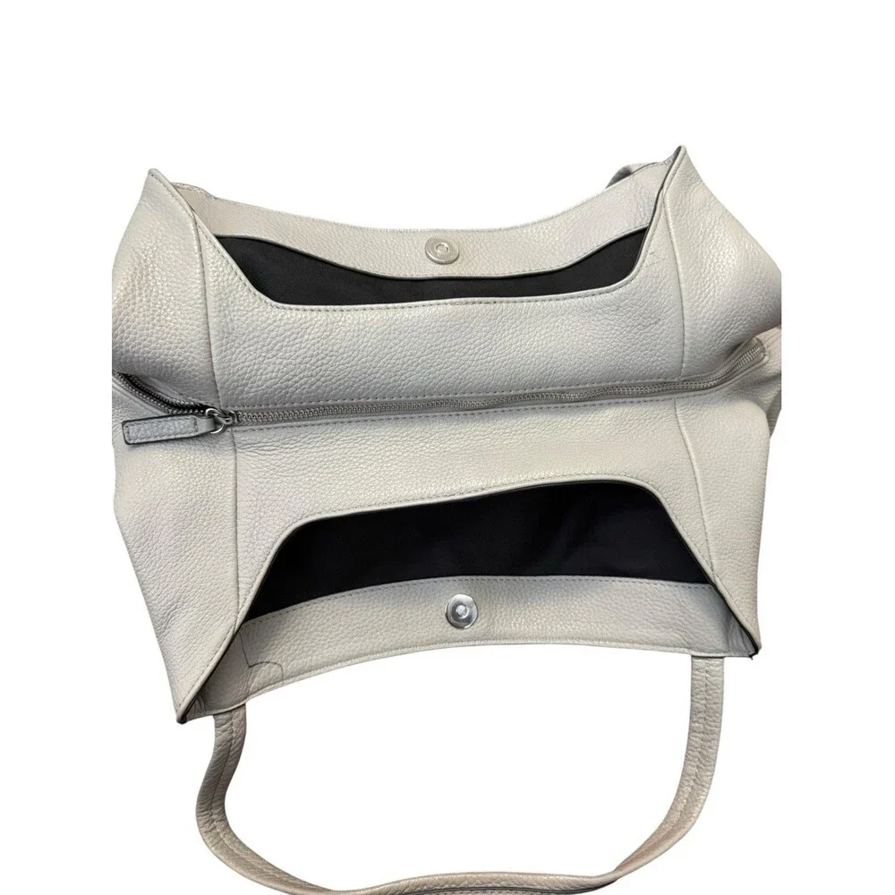 Vince Camuto Gray Pebbled Leather Oversized Tote Shoulder Bag Slouchy Hobo